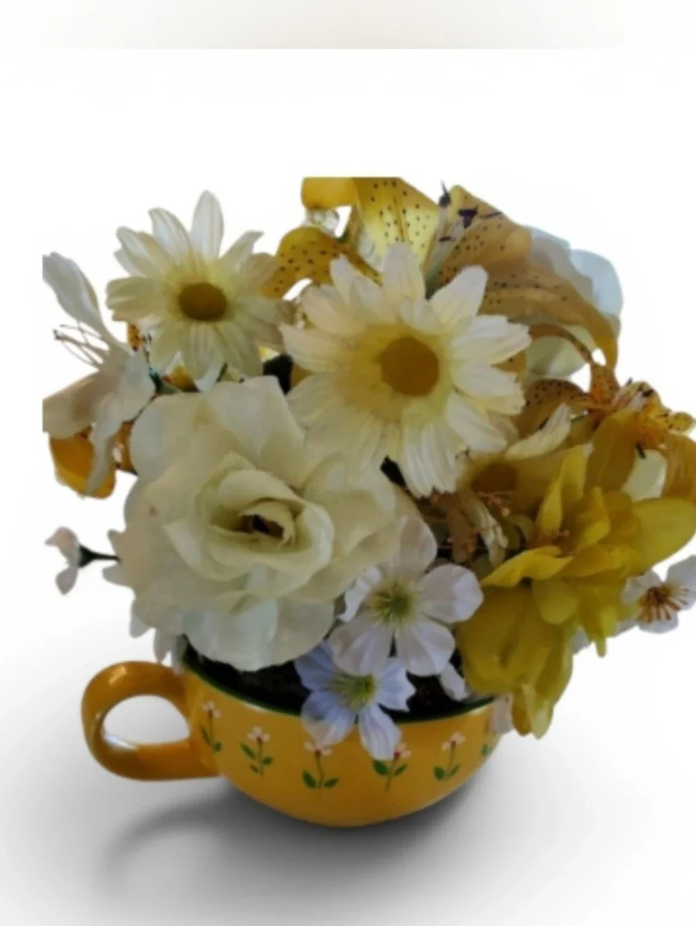 Vintage Handmade Floral Arrangement in Mug